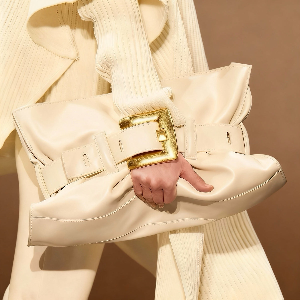 Ruffle Buckle Cloud Satchel