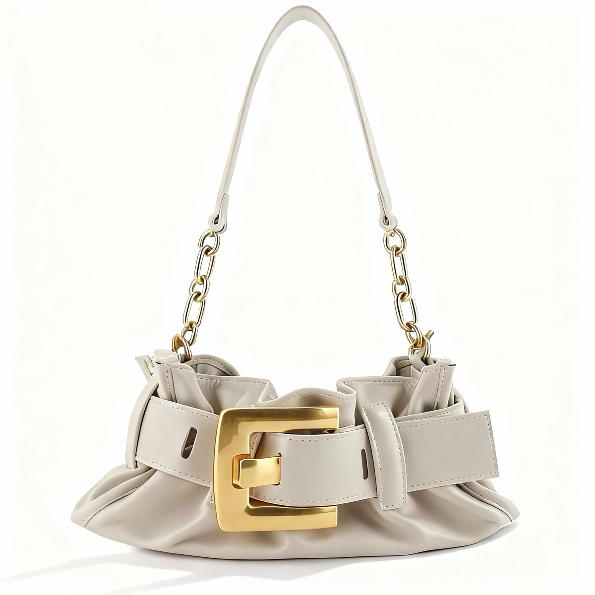 Ruffle Buckle Cloud Satchel